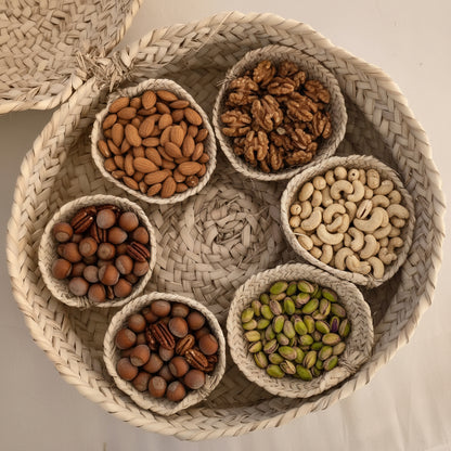 Palm basket set, bowls arranged — Khoos