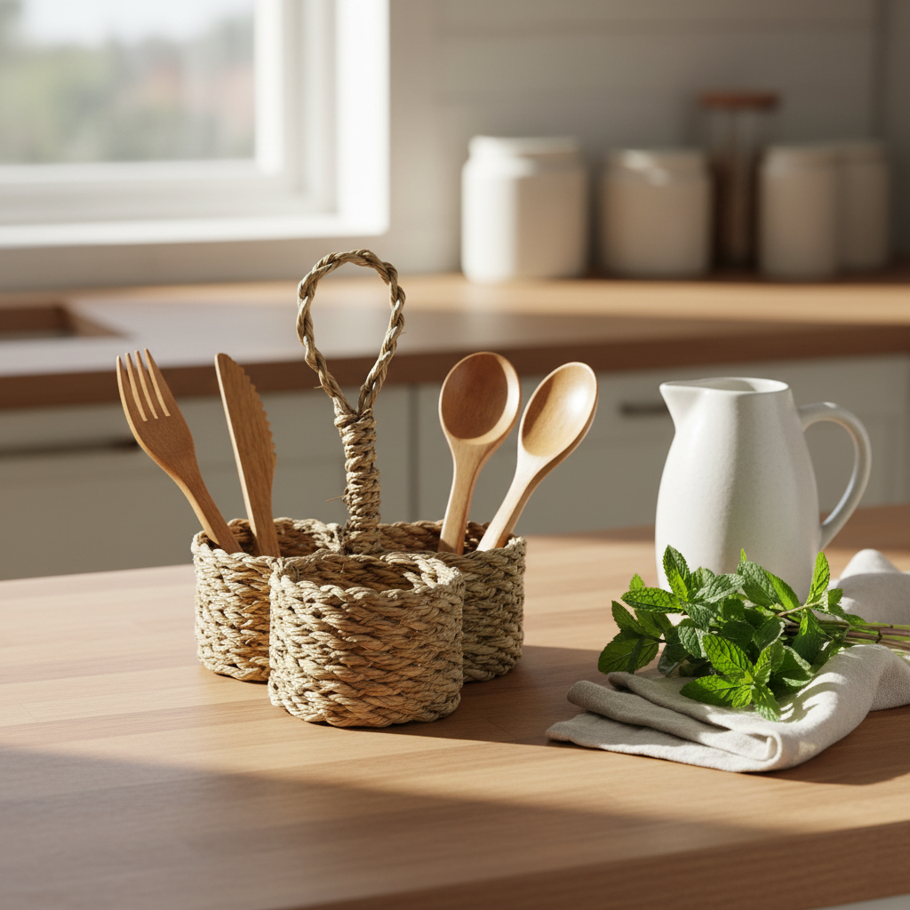 Mini halfa cutlery organizer on a table — Khoos