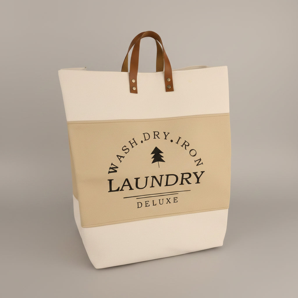 Canvas laundry tote, second view — Khoos