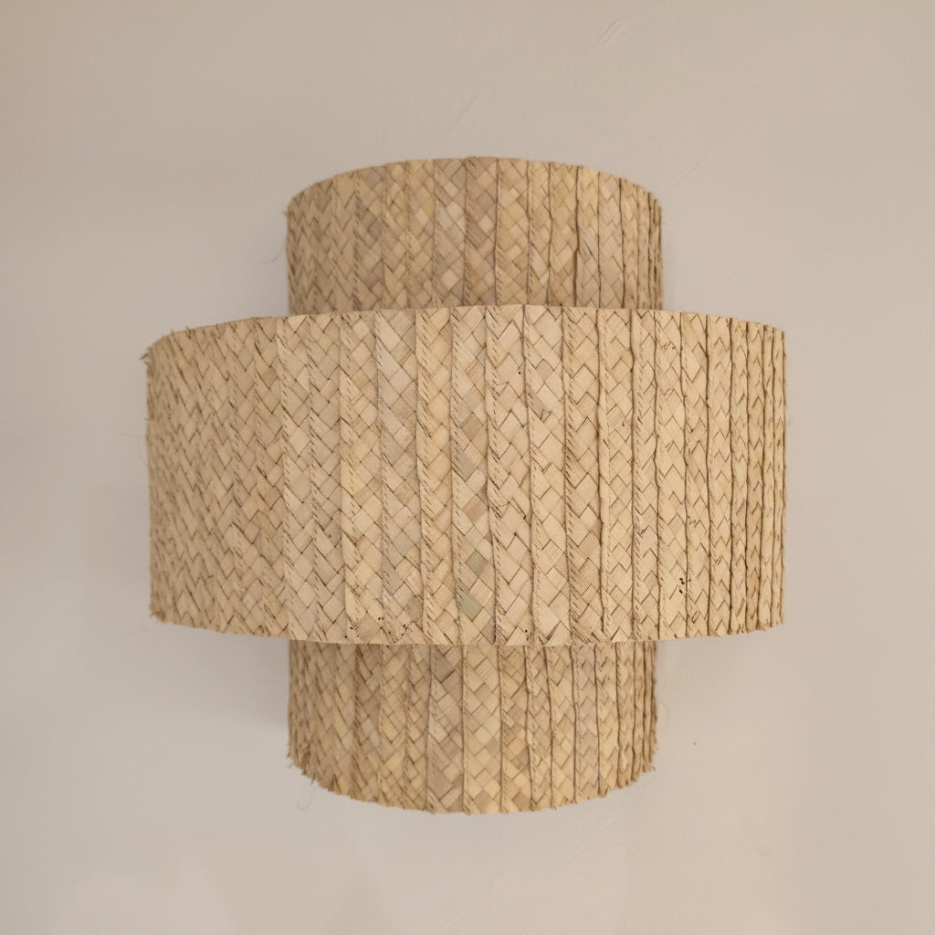 Woven palm lampshade with wide band by Khoos