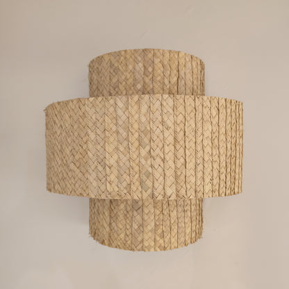 Woven palm lampshade with wide band by Khoos