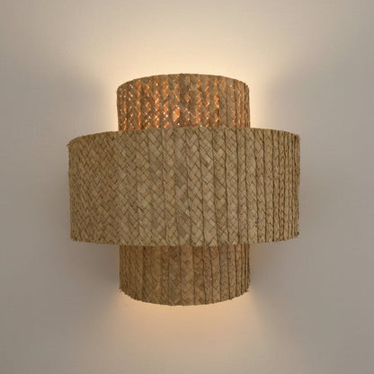 Woven band lampshade, lit — Khoos