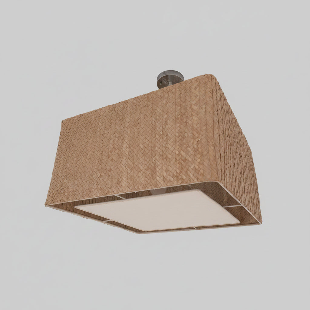 Square woven wall lamp, front glow — Khoos