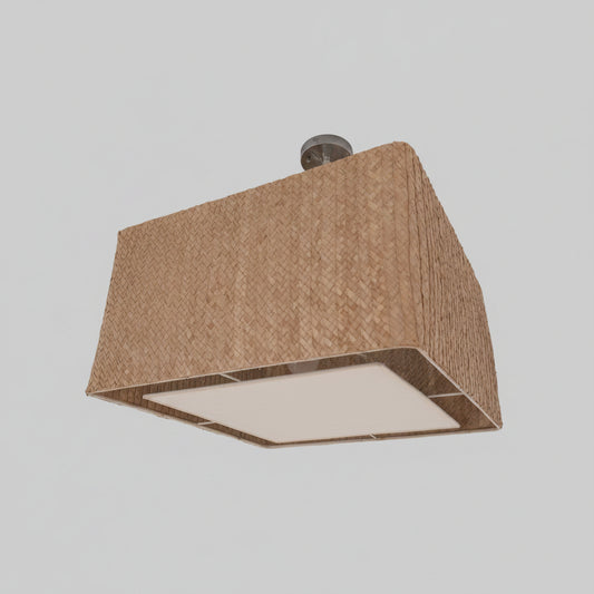 Square woven wall lamp, front glow — Khoos