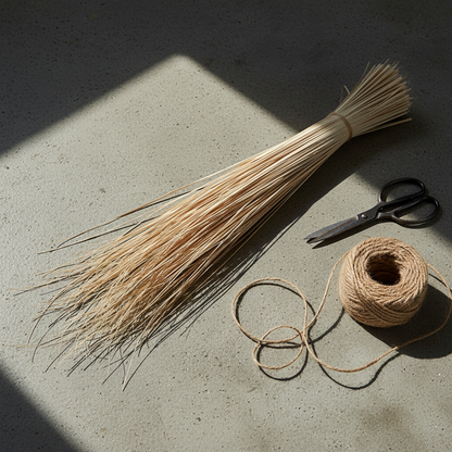 Bundle of sun-dried palm leaves for weaving, from Egyptian palms — Khoos
