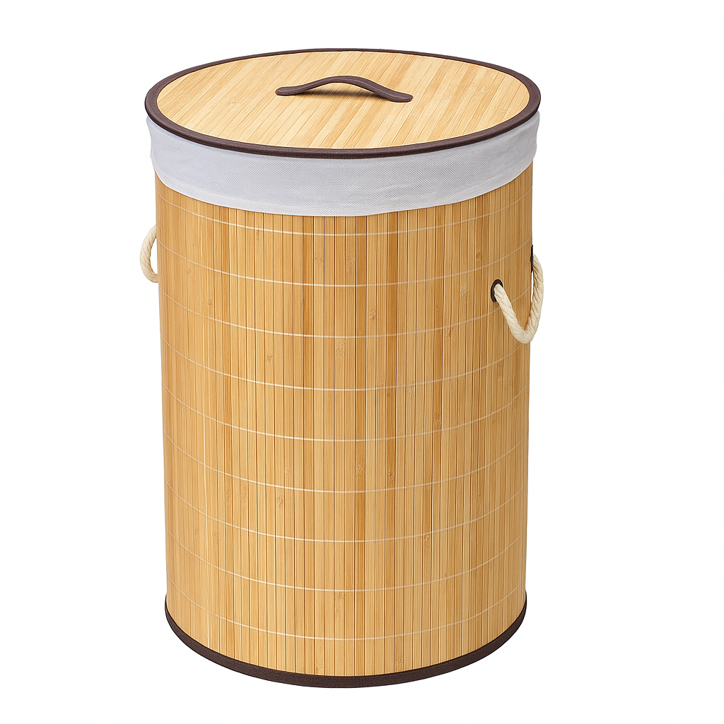 Round Bamboo Laundry Basket With Lid