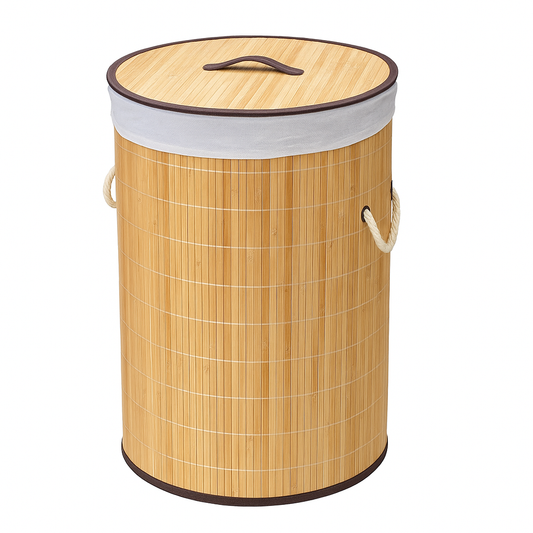 Round Bamboo Laundry Basket With Lid