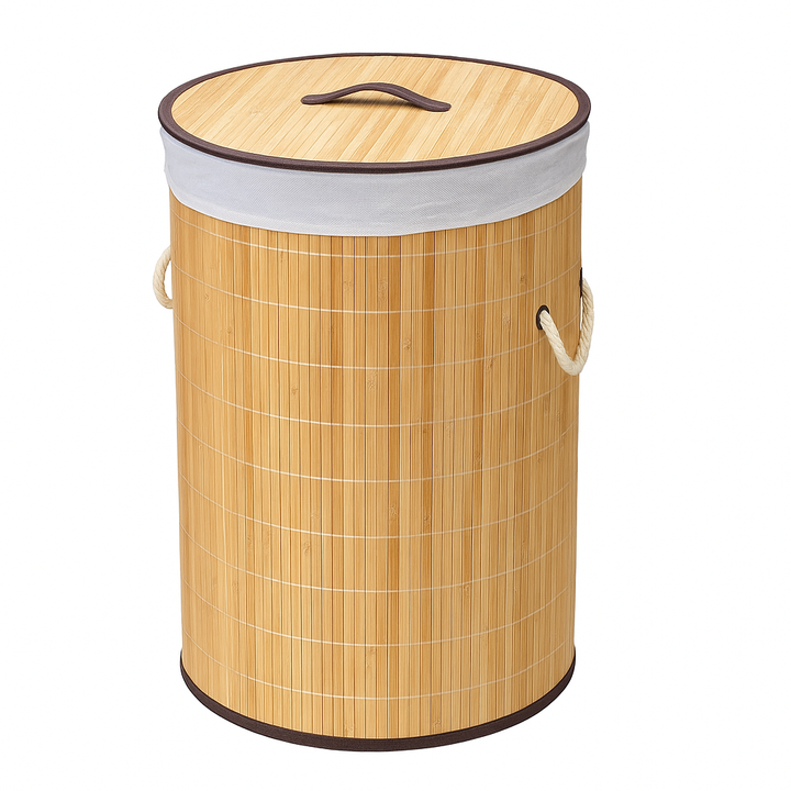 Round Bamboo Laundry Basket With Lid