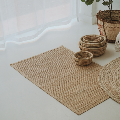 Handwoven palm-leaf rug, view 2 — Khoos