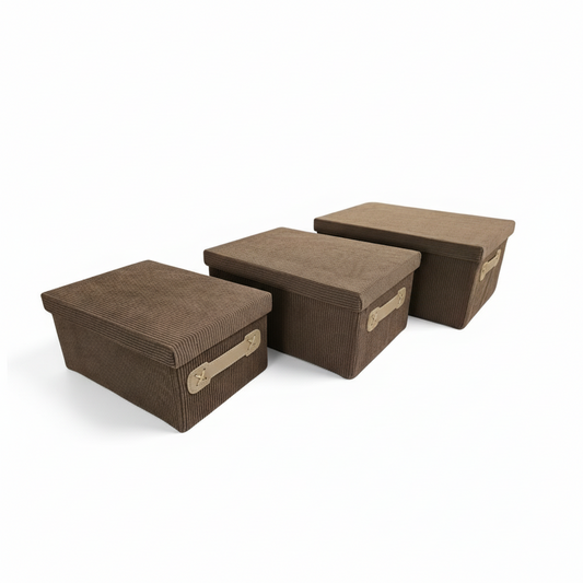 Velvet Storage Box Set with Lid (Set of 3)