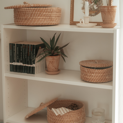 THREADS lidded woven storage box, view 2 — Khoos