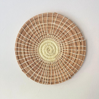 Shamsa woven wall disc decoration in white — Khoos