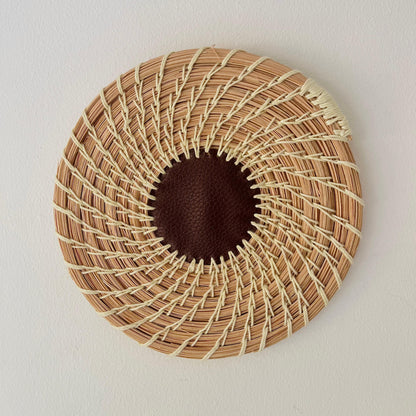 Brown Circle woven wall disc decoration — Khoos