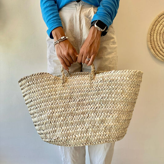 Woven basket bag - Short handle