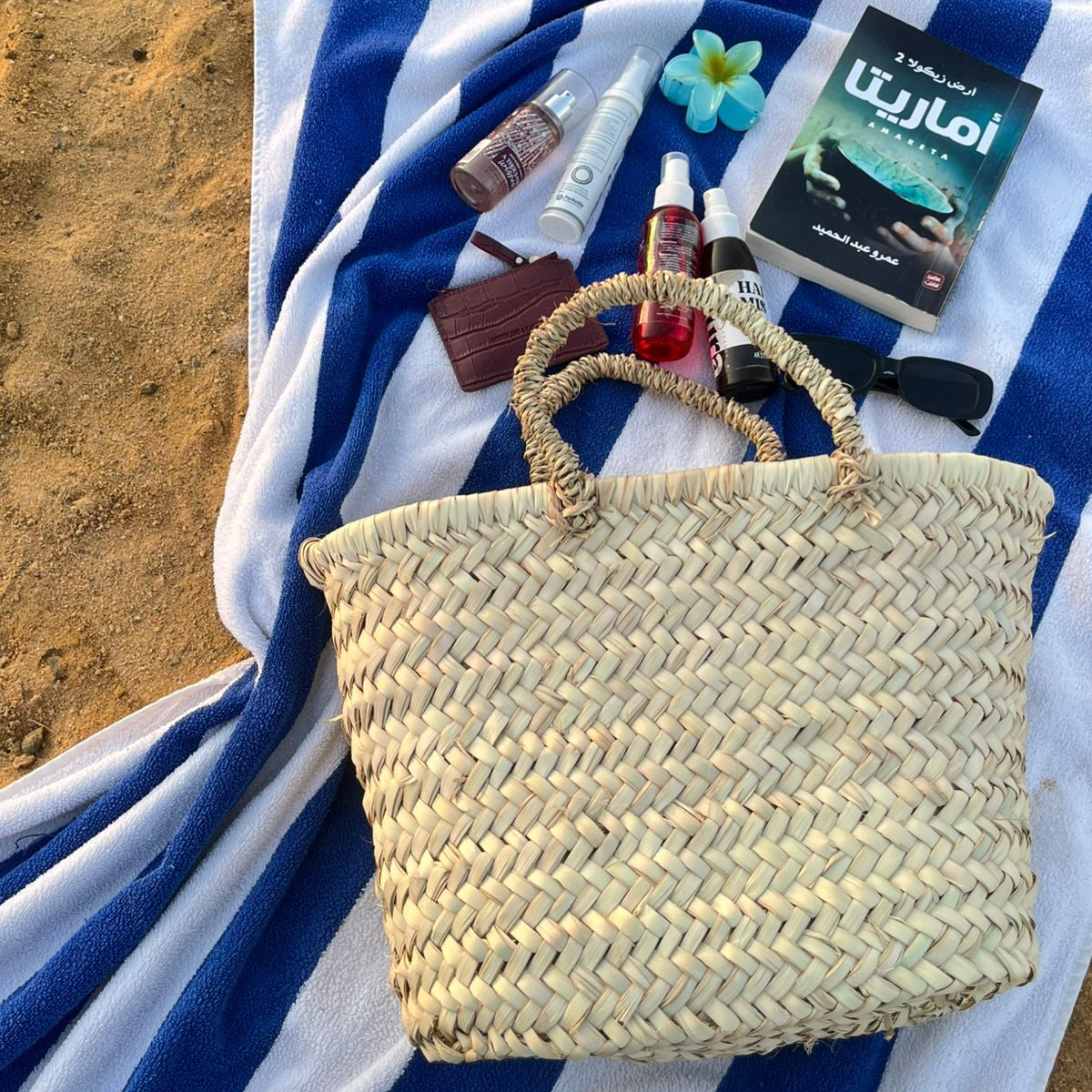 حقيبة منسوجة بمقبض السيزال