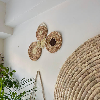 Shamsa fringed woven wall disc, view 4 — Khoos