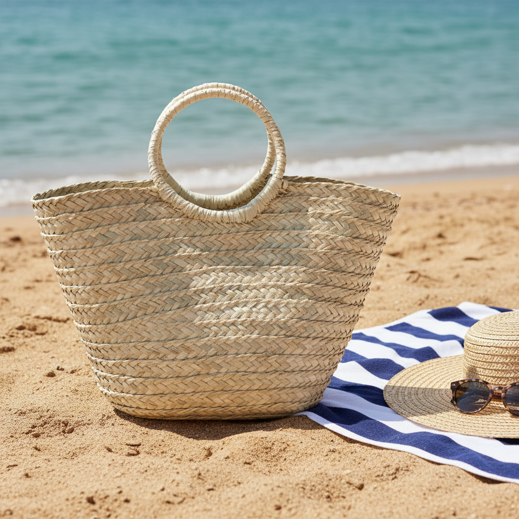 Round ring handle palm bag, additional view — Khoos