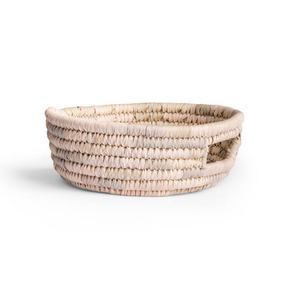 Plain handwoven palm plate, handmade in Egypt by Khoos