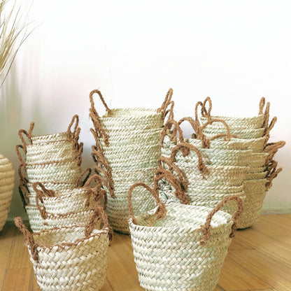 Basket with coir handles