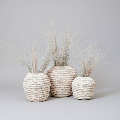 Handwoven palm decorative vases, handmade in Egypt by Khoos